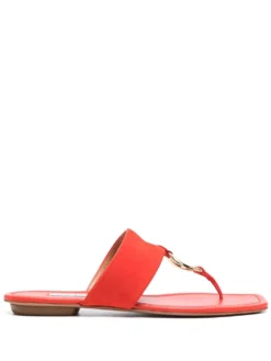 Women Aquazzura O-ring Detail Flat Sandals