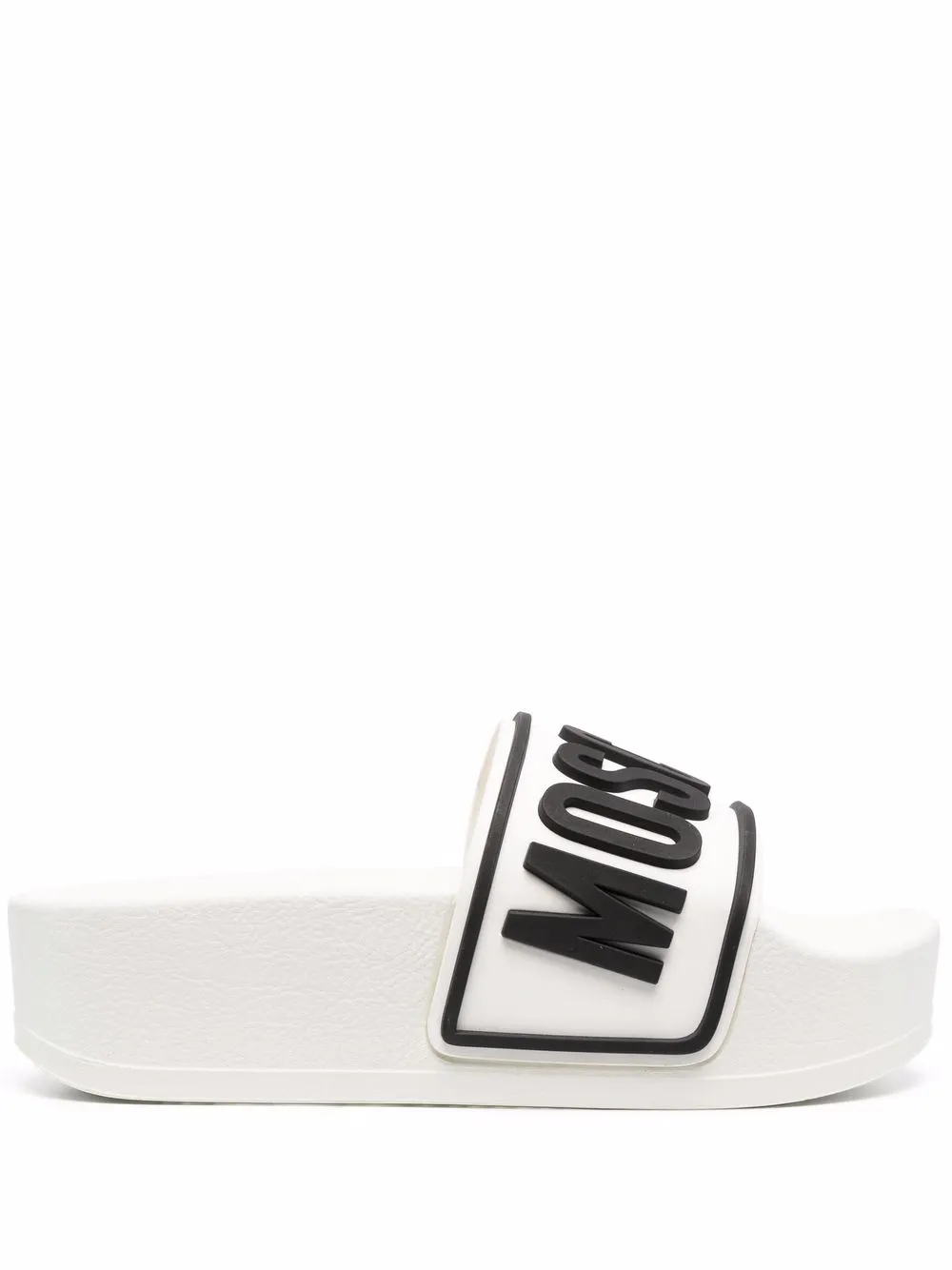 Women Moschino Logo Embossed Platform Slides 3 Women Moschino Logo Embossed Platform Slides