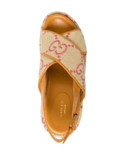 Women Gucci GG Print 105mm Wedge Sandals -Nike || Ugg || Gucci Shoes Shop 18637822 40519767 1000