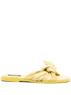 Women MSGM Knot-detailing Leather Slippers