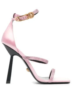 Women Versace Crystal Safety Pin 125mm Sandals