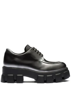 Women Prada Monolith Leather Lace-up Shoes