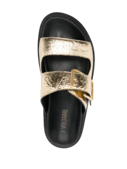 Women Zadig&Voltaire Cecilia Alpha Crinkled-finish Slides -Nike || Ugg || Gucci Shoes Shop 19308640 45318040 1000