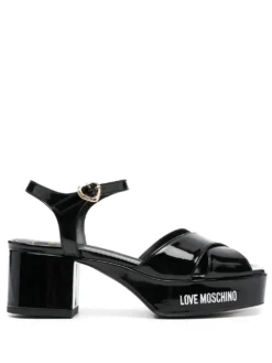 Women Love Moschino Logo-print Cross-strap Sandals