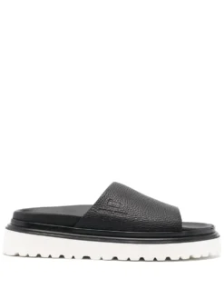 Women Woolrich Debossed-logo Grained-leather Slides