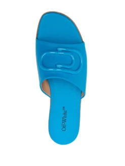 Women Off-White Logo-plaque Slip-on Slides -Nike || Ugg || Gucci Shoes Shop 19747739 44440848 1000