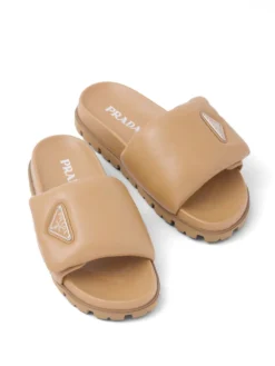 Women Prada Logo-plaque Padded Leather Slides -Nike || Ugg || Gucci Shoes Shop 19769582 44225477 1000