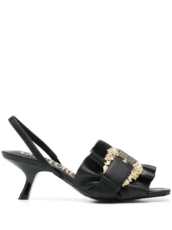 Women Versace Jeans Couture Baroque-buckle Ruffled Sandals