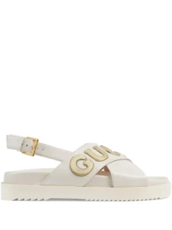 Women Gucci Raised-logo Slingback Sandals